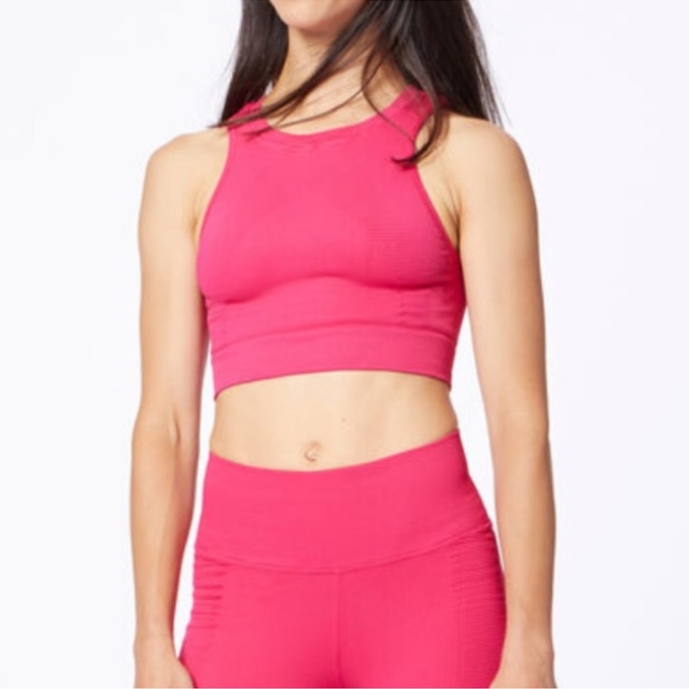 Soulcycle Nux One By One Seamless Bra and leggings in Punch Pink Sz XS